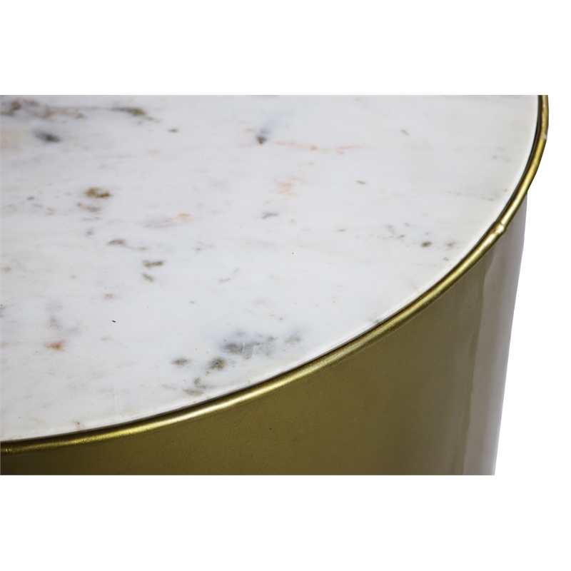 Orlando Kendall End Table with Marble Top and Brass-Finished Metal Base