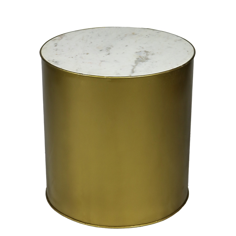 Orlando Kendall End Table with Marble Top and Brass-Finished Metal Base