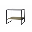 Orlando Cooper End Table on Black Cast Iron Frame with Glass Top and Brass Shelf