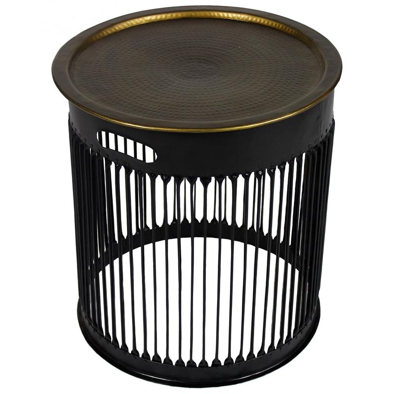 Orlando Drummond End Table on Cast Iron Base with Brass Top