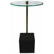 Orlando Agua Cast Iron Side Table with Stone Base and Glass Top in Black