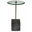 Orlando Agua Cast Iron Side Table with Stone Base and Glass Top in Black