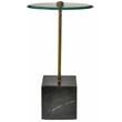 Orlando Agua Cast Iron Side Table with Stone Base and Glass Top in Black