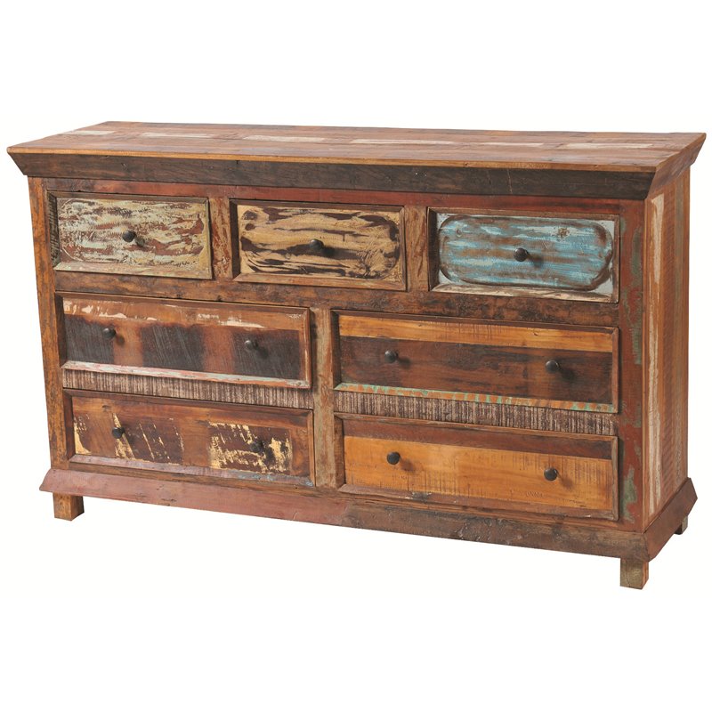 Trinidad 7-Drawer Reclaimed Solid Wood Dresser in Multi-Color