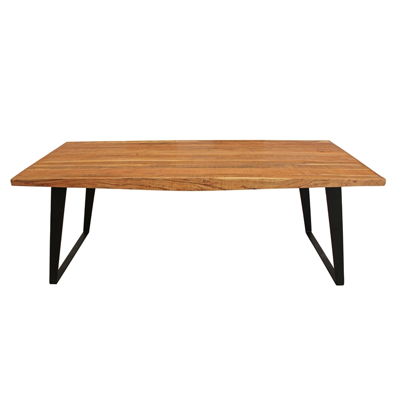 Anaheim Dining Table in Modern Natural Finish on Solid Wood with Iron Base