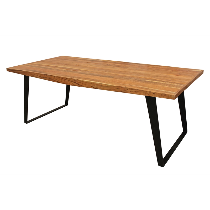 Anaheim Dining Table in Modern Natural Finish on Solid Wood with Iron Base
