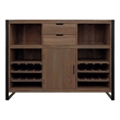 Gail Wine and Bar Console in Farmhouse Nutmeg Finish Solid Wood