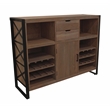 Gail Wine and Bar Console in Farmhouse Nutmeg Finish Solid Wood