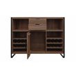 Gail Wine and Bar Console in Farmhouse Nutmeg Finish Solid Wood