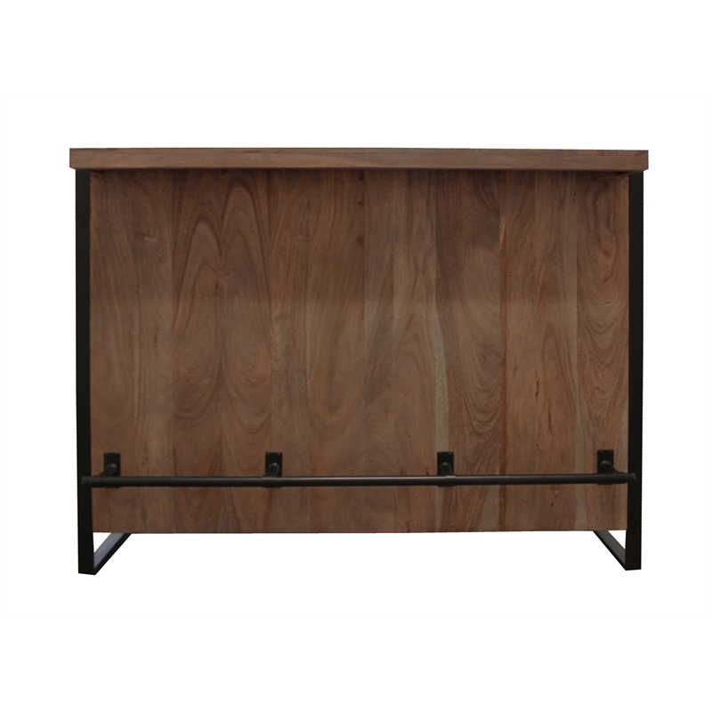 Gail Wine and Bar Console in Farmhouse Nutmeg Finish Solid Wood