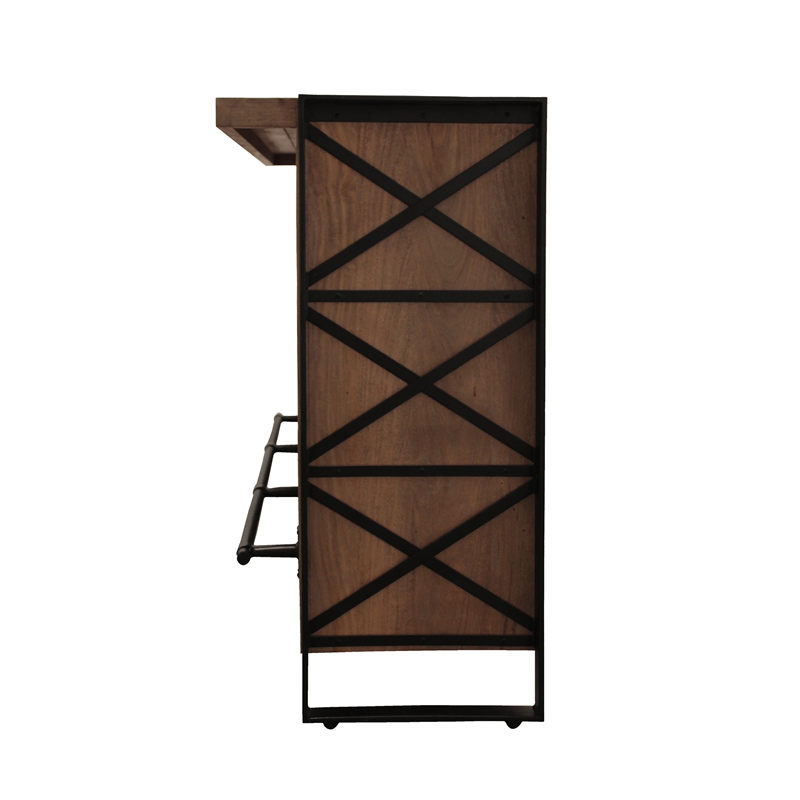 Gail Wine and Bar Console in Farmhouse Nutmeg Finish Solid Wood