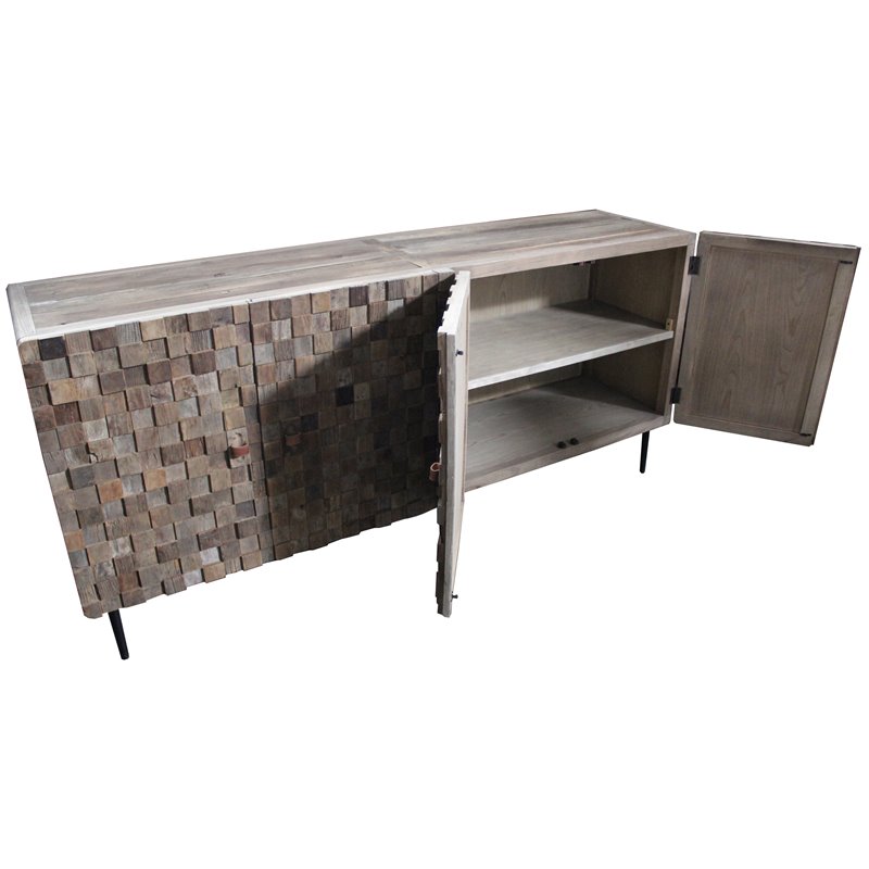 Norwalk Solid Wood 4 Door Buffet with Mosaic Detail in Brown