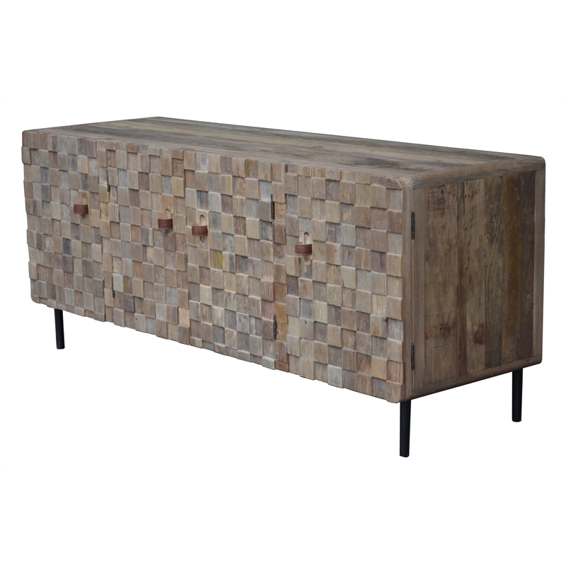 Norwalk Solid Wood 4 Door Buffet with Mosaic Detail in Brown