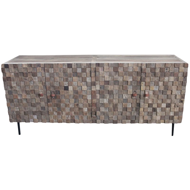 Norwalk Solid Wood 4 Door Buffet with Mosaic Detail in Brown