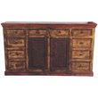 Arvada Solid Wood 2 Door 10 Drawer Hand-Carved Buffet in Brown