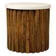 Orlando Accent Table with Marble Top and Layered Solid Wood Base in Ivory