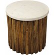 Orlando Accent Table with Marble Top and Layered Solid Wood Base in Ivory