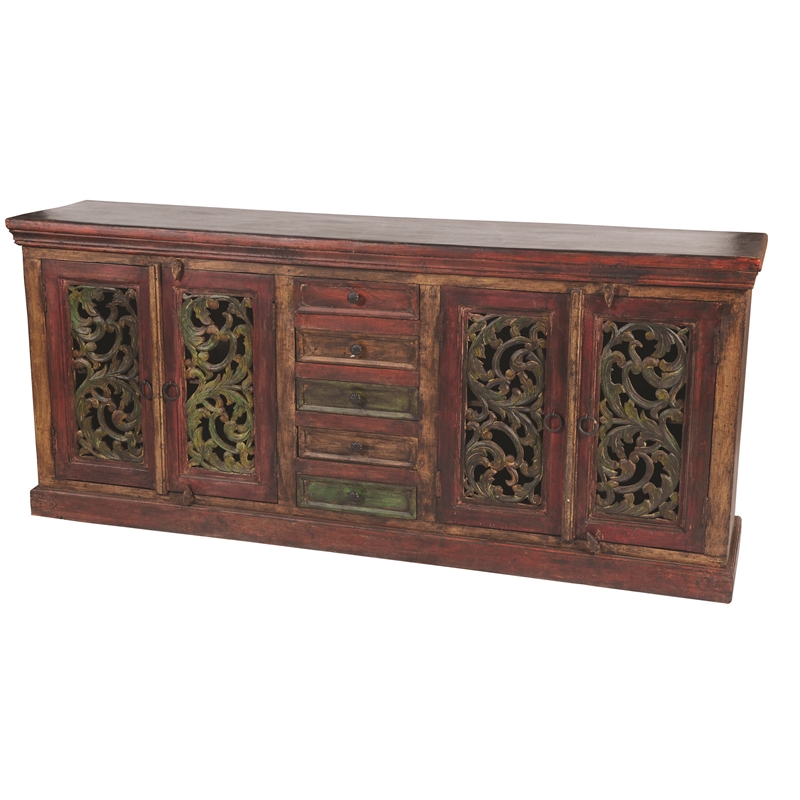Arvada Solid Wood 4-Door and 5-Drawer Solid Wood Buffet in Brown