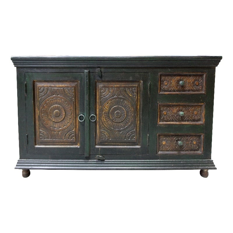 Arvada Solid Wood 2-Door 3-Drawer Buffet in Brown