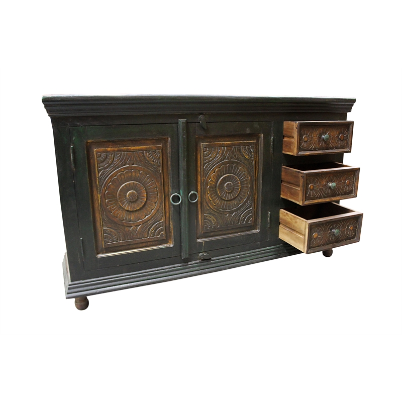 Arvada Solid Wood 2-Door 3-Drawer Buffet in Brown