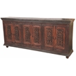 Arvada 6 Door Solid Wood Buffet in Brown with Hand-Carved Detailing