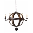 Molly Cast Iron and Solid Wood Open Work Globe Pendant in Black