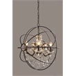 Olivia Cast Iron Globe Pendant with Crystal Accents in Brown