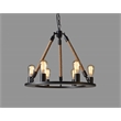 Cora Cast Iron and Jute Frame Pendant in Black