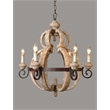 Beatrice Cast Iron and Solid Wood Pendant in Brown