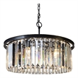 Charlotte Pendant Fixture with Clear Glass Crystals in Antique Black Metal