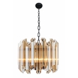 Harmonie Amber Glass Fixture with Black Metal Chains