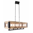Hoss 5-Light Fixture with Clear Glass and Jute/Solid Wood/Black Iron Frame