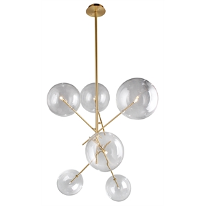 6-Light Pendant in Solid Brass Metal with Antique Brass Finish