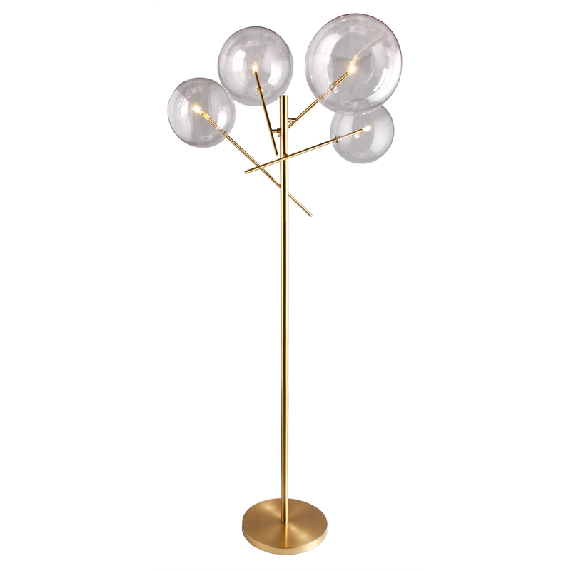 4-Light Floor Lamp in Brass Metal