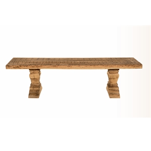 Golden Solid Wood Pedestal Dining Bench in Natural