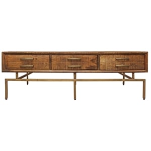 Goldbust Solid Wood 6 Drawer Cocktail Table in Brown