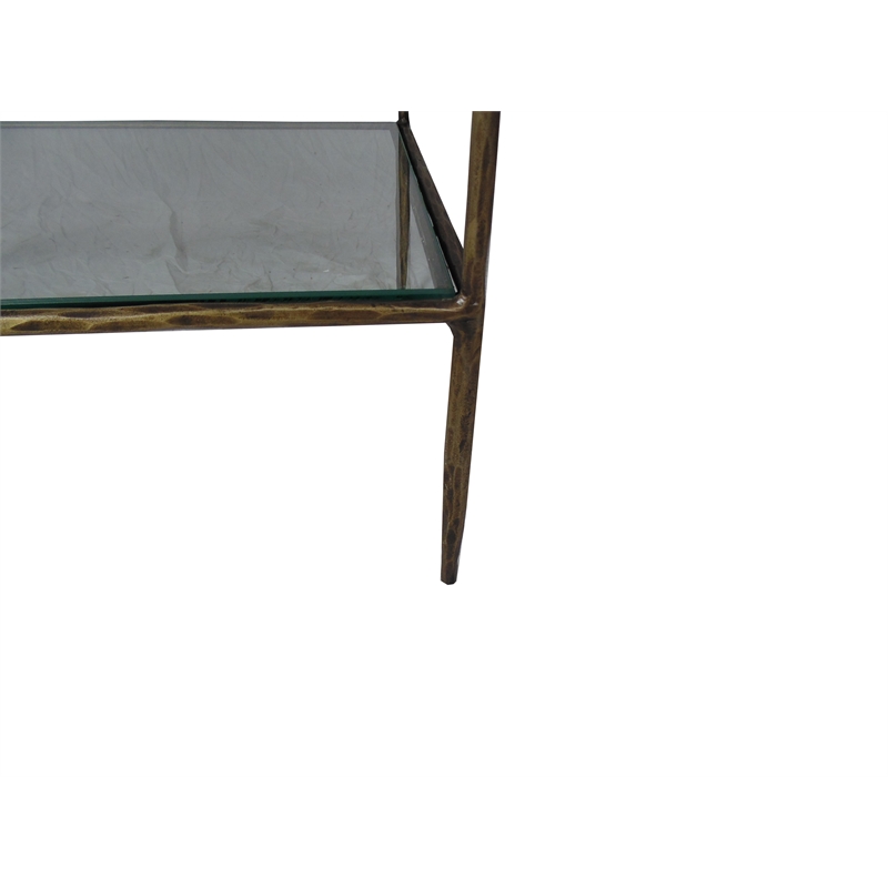 Orlando Melvin Glass Display Stand with Antique Brass Forged Iron Frame