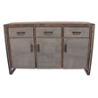 Allison Solid Wood 3 Door 3 Drawer Industrial Looking Buffet in Brown