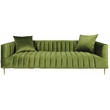 Ruth Sofa in Green Velvet with Gold Tone Metal Legs and 2 Toss Pillows