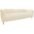 Ruth Sofa in Ivory Velvet with Gold Tone Metal Legs and 2 Toss Pillows