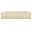 Ruth Sofa in Ivory Velvet with Gold Tone Metal Legs and 2 Toss Pillows