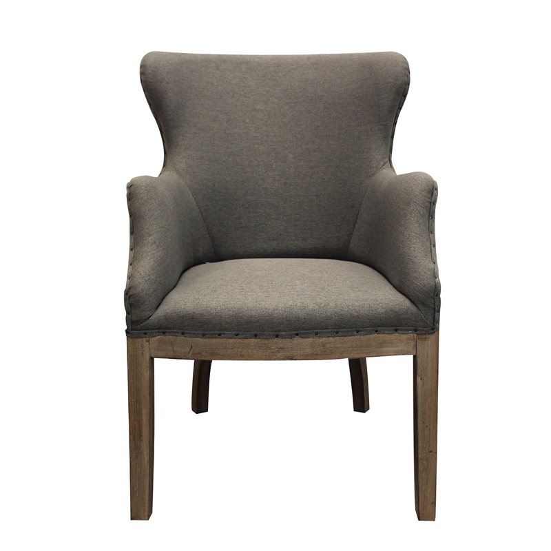Tadashi Solid Wood Dining Table Set with 4 Phelps Gray Arm Chairs
