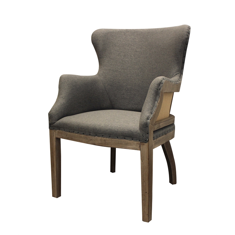 Tadashi Solid Wood Dining Table Set with 4 Phelps Gray Arm Chairs