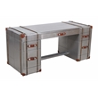 Pilot Executive Desk with Silver Aluminum Cladding and Leather Accents