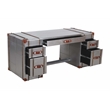 Pilot Executive Desk with Silver Aluminum Cladding and Leather Accents