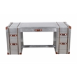 Pilot Executive Desk with Silver Aluminum Cladding and Leather Accents