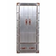 Pilot Tall Cabinet in Silver Aluminum Cladding and Leather Accents
