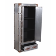 Pilot Tall Cabinet in Silver Aluminum Cladding and Leather Accents