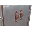 Pilot Tall Cabinet in Silver Aluminum Cladding and Leather Accents