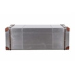 Pilot 2-Drawer Cocktail Table with Silver Aluminum Cladding and Leather Straps
